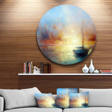 Seascape Pier - Sea & Shore Metal Circle Wall Art